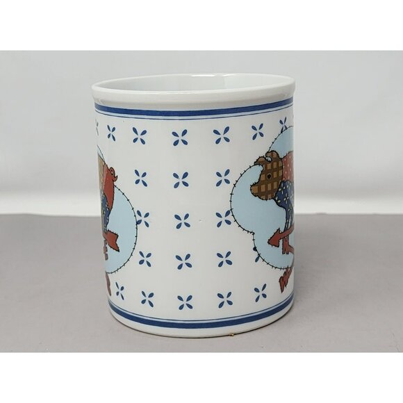 Set Of 3 Country Chicken & Cow Weathervane Mugs Patchwork‎ Design Ceramic - Picture 13 of 16